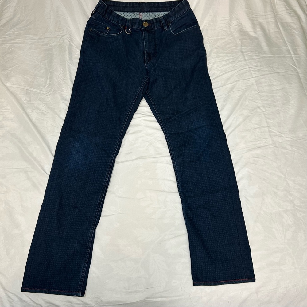 Robert Graham Straight Leg Classic Yates Dark Blue Casual Denim Jeans Mens 35